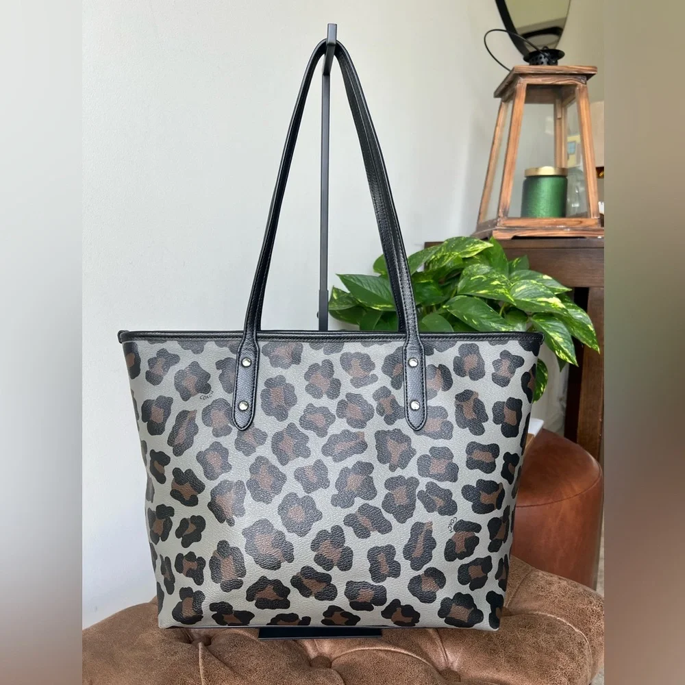 Coach Ocelot -Print Tote in Gray, Black and Brown - Picture 5 of 15